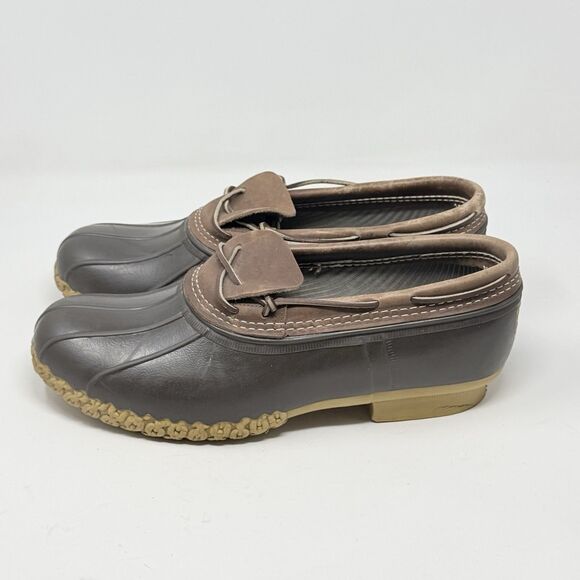 L.L. Bean Duck Boots Low Shoes Mens 13 Wide Brown Leather Rubber Moc Waterproof main image 13